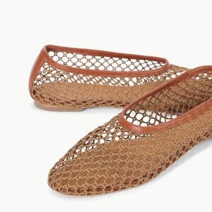 STAUD Alba Ballet Flat Tan Netting